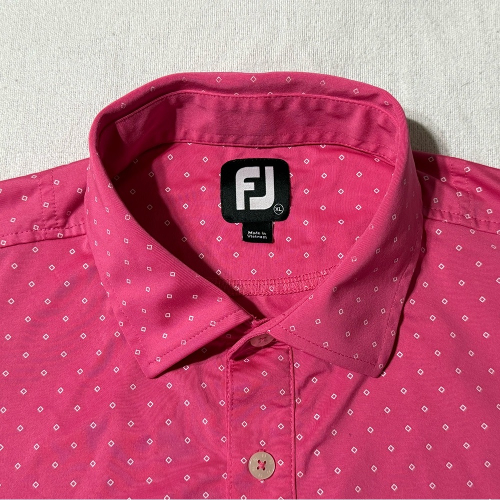 FootJoy FJ Mens XL Pink Geometric Print AOP‎ Golf Polo Shirt *Read Description